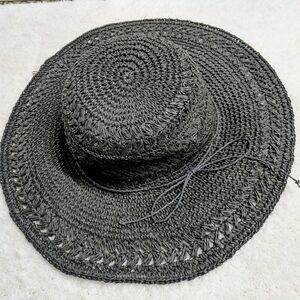 Capelli Stylish Black Woven Sun Hat